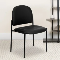 Flash Furniture Tania Vinyl Stackable Side Reception Chair, Black (BT5151VINYL)