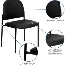 Flash Furniture Tania Vinyl Stackable Side Reception Chair, Black (BT5151VINYL)