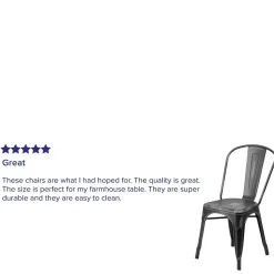 Flash Furniture Tenley Metal Stacking Chair, Distressed Black (ET3534BK)