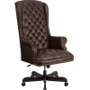 Flash Furniture Turner Ergonomic LeatherSoft Swivel High Back Fully Tufted Executive Office Chair, Brown (CI360BRN)