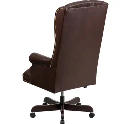 Flash Furniture Turner Ergonomic LeatherSoft Swivel High Back Fully Tufted Executive Office Chair, Brown (CI360BRN)