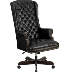 Flash Furniture Turner Ergonomic LeatherSoft Swivel High Back Fully Tufted Executive Office Chair, Black (CI360BK)