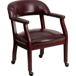 Flash Furniture Vinyl Mid Back Luxurious Conference Chair With Casters, Oxblood