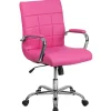 Flash Furniture Vivian Vinyl Swivel Mid-Back Executive Office Chair, Pink (GO2240PK)