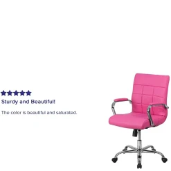 Flash Furniture Vivian Vinyl Swivel Mid-Back Executive Office Chair, Pink (GO2240PK)