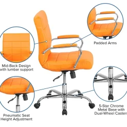 Flash Furniture Vivian Vinyl Swivel Mid-Back Executive Office Chair, Orange (GO2240ORG)