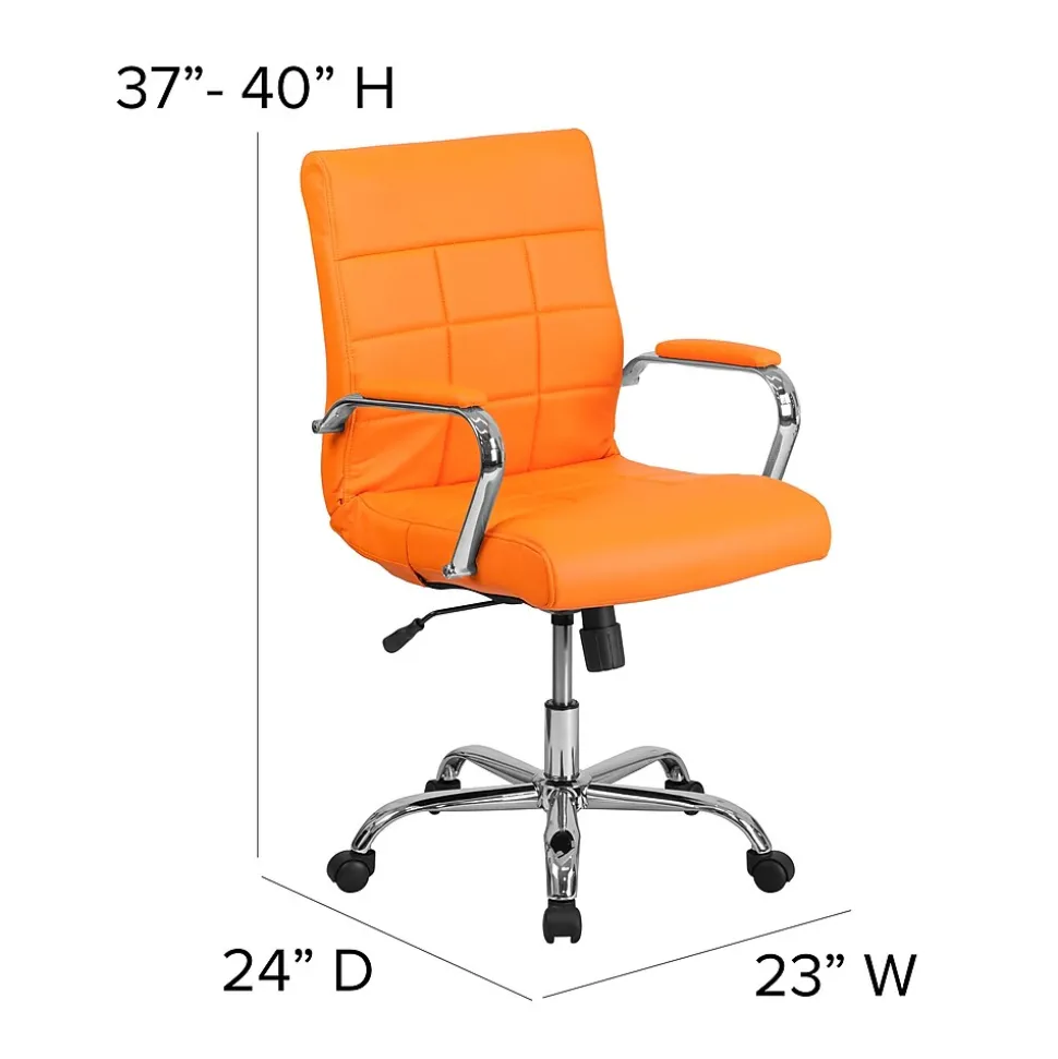 Flash Furniture Vivian Vinyl Swivel Mid-Back Executive Office Chair, Orange (GO2240ORG)
