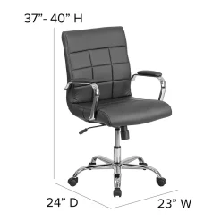 Flash Furniture Vivian Vinyl Swivel Mid-Back Executive Office Chair, Black (GO2240BK)