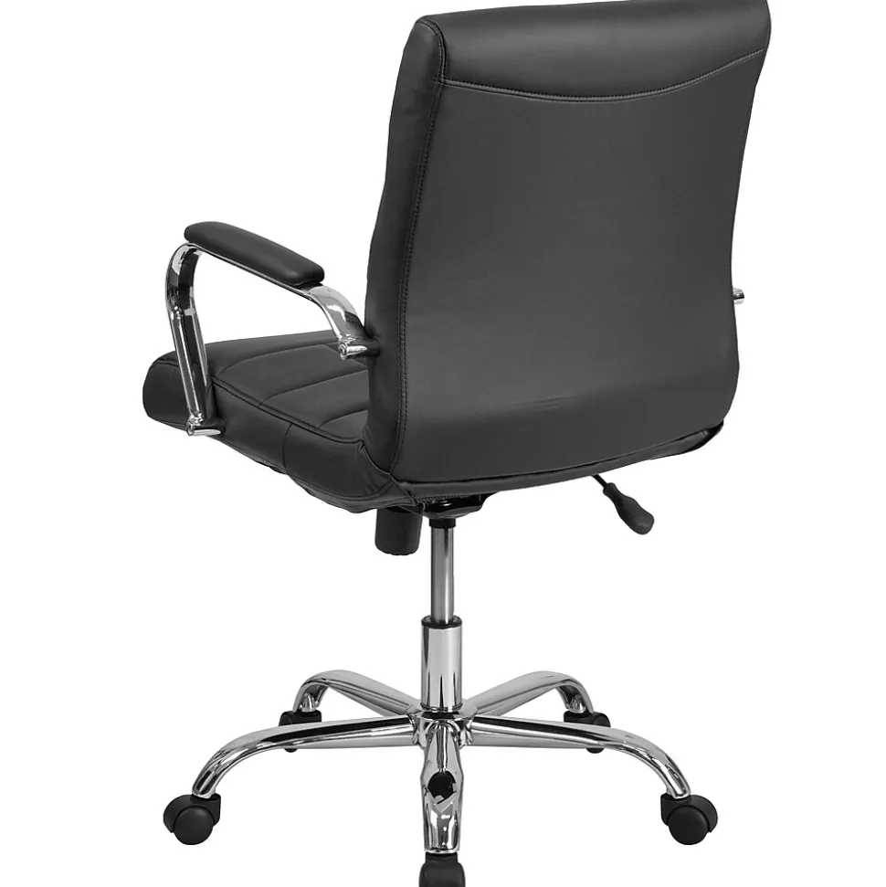 Flash Furniture Vivian Vinyl Swivel Mid-Back Executive Office Chair, Black (GO2240BK)