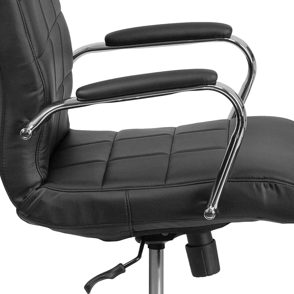 Flash Furniture Vivian Vinyl Swivel Mid-Back Executive Office Chair, Black (GO2240BK)