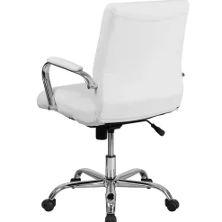 Flash Furniture Whitney Ergonomic LeatherSoft Swivel Mid-Back Executive Office Chair, White/Chrome (GO2286MWH)
