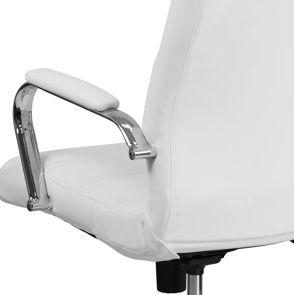 Flash Furniture Whitney Ergonomic LeatherSoft Swivel High Back Executive Office Chair, White/Chrome (GO2286HWH)
