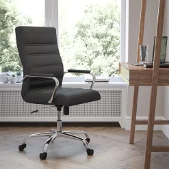 Flash Furniture Whitney Ergonomic LeatherSoft Swivel High Back Executive Office Chair, Black/Chrome (GO2286HBK)