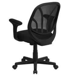 Flash Furniture Y-GO Office Ergonomic Mesh Swivel Mid-Back Task Office Chair, Black (GOWY05A)