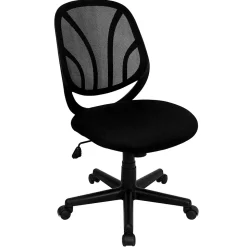 Flash Furniture Y-GO Office Armless Ergonomic Mesh Swivel Mid-Back Task Office Chair, Black (GOWY05)