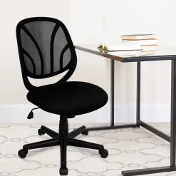 Flash Furniture Y-GO Office Armless Ergonomic Mesh Swivel Mid-Back Task Office Chair, Black (GOWY05)