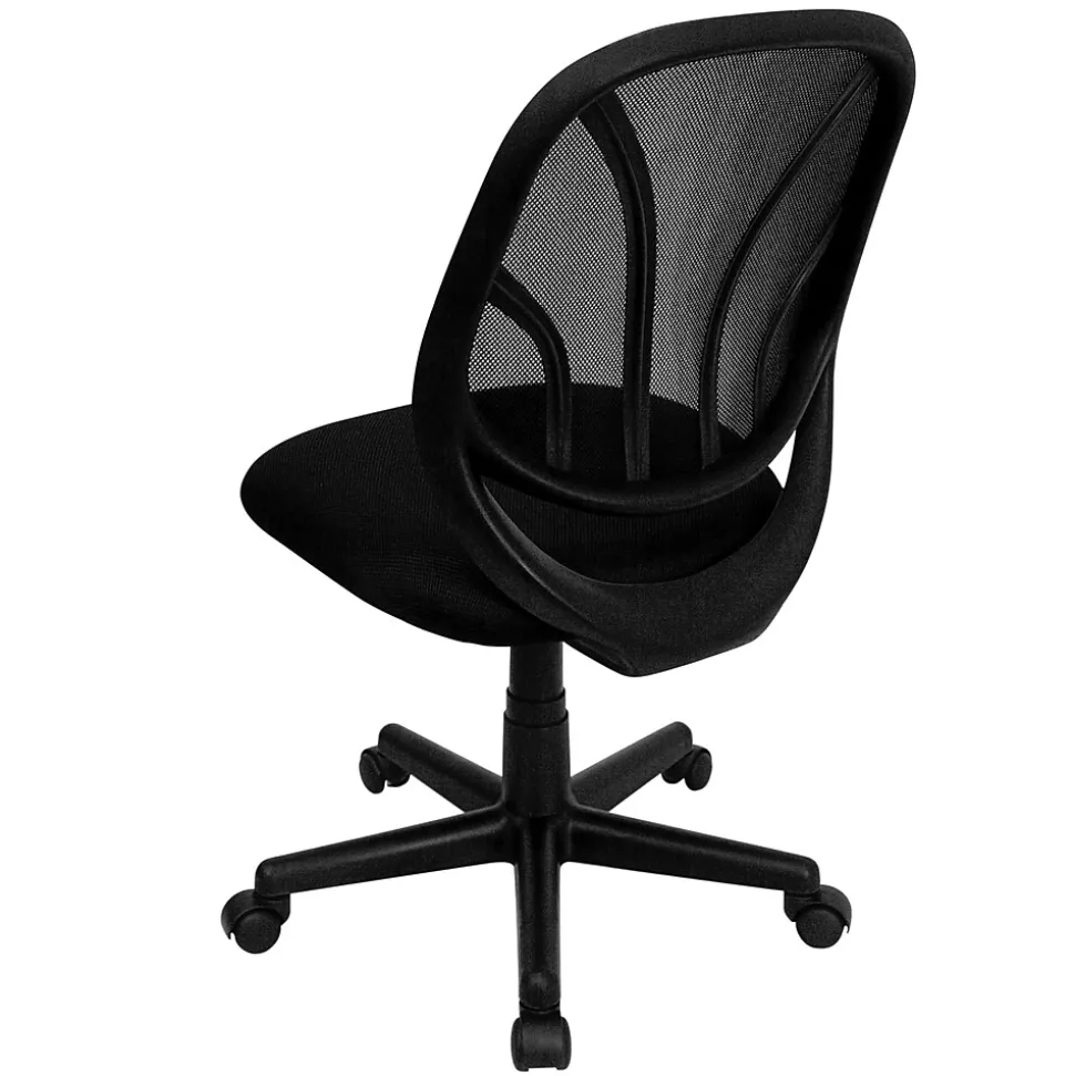 Flash Furniture Y-GO Office Armless Ergonomic Mesh Swivel Mid-Back Task Office Chair, Black (GOWY05)