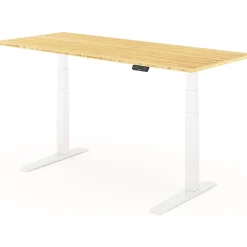 FlexiSpot E7 Pro 72"W Electric Adjustable Standing Desk, Bamboo/White (E7WPRO7230-LBZB)