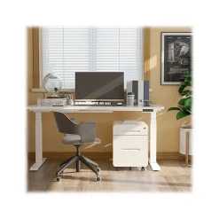 FlexiSpot E7 55"W Electric Adjustable Standing Desk, White (E7WR5528W)