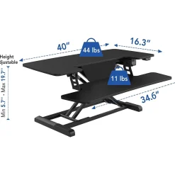 FlexiSpot 40"W Electric Adjustable Standing Desk Converter, Black (EM7L)