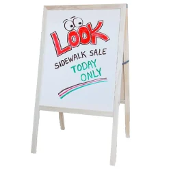 Flipside Dry-Erase/Chalkboard Marquee Easel, 42", White/Black/Natural Wood (31200)