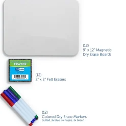 Flipside Magnetic Dry-Erase Whiteboard Set, 9" x 12", 12/Pack (31004)