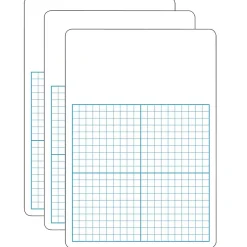 Flipside Products 1/2" Graph w/Work Space Melamine Dry-Erase Whiteboard, 11" x 16", Pack of 3 (FLP11162-3)