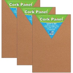 Flipside Products Cork Panel, 12.5" x 26", Pack of 3 (FLP37012-3)