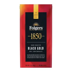 Folgers 1850 Black Gold Caffeinated Ground Coffee, Dark Roast, 12 oz. (SMU60516)