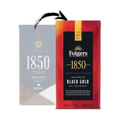 Folgers 1850 Black Gold Caffeinated Ground Coffee, Dark Roast, 12 oz. (SMU60516)