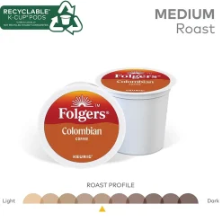Folgers 100% Colombian Coffee, Keurig K-Cup Pod, Medium Roast, 24/Box, 4 Boxes/Carton (6659CT)