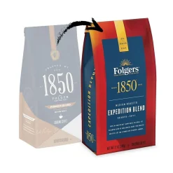 Folgers 1850 Pioneer Blend Caffeinated Ground Coffee, Medium Roast, 12 oz. (SMU60514)