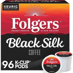 Folgers Black Silk Coffee, Keurig K-Cup Pod, Dark Roast, 96/Carton (6662CT)