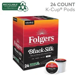 Folgers Black Silk Coffee Keurig® K-Cup® Pods, Dark Roast, 24/Box (6662)