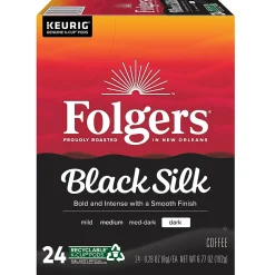Folgers Black Silk Coffee Keurig® K-Cup® Pods, Dark Roast, 24/Box (6662)