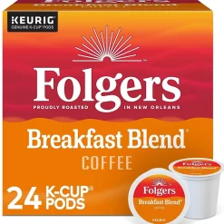 Folgers Breakfast Blend Coffee, Light Roast, 0.24 oz. Keurig® K-Cup® Pods, 24/Box (000370677/6684)