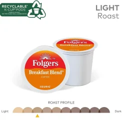 Folgers Breakfast Blend Coffee, Light Roast, 0.24 oz. Keurig® K-Cup® Pods, 24/Box (000370677/6684)