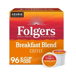 Folgers Breakfast Blend Coffee, Keurig K-Cup Pod, 96/Carton (000370677/6684CT)