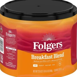 Folgers Breakfast Blend Ground Coffee, Light Roast, 22.6 oz. (2550020529)