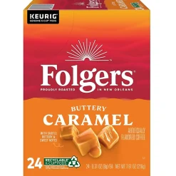 Folgers Buttery Caramel Coffee, Medium Roast, 0.31 oz. Keurig® K-Cup® Pods, 24/Box (6680)