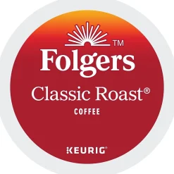 Folgers Classic Roast Coffee Keurig® K-Cup® Pods, Medium Roast, 96/Carton (204496)