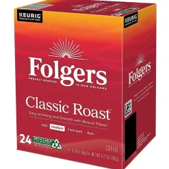 Folgers Classic Roast Coffee Keurig® K-Cup® Pods, Medium Roast, 96/Carton (204496)