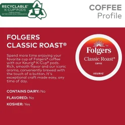 Folgers Classic Roast Coffee Keurig® K-Cup® Pods, Medium Roast, 96/Carton (204496)