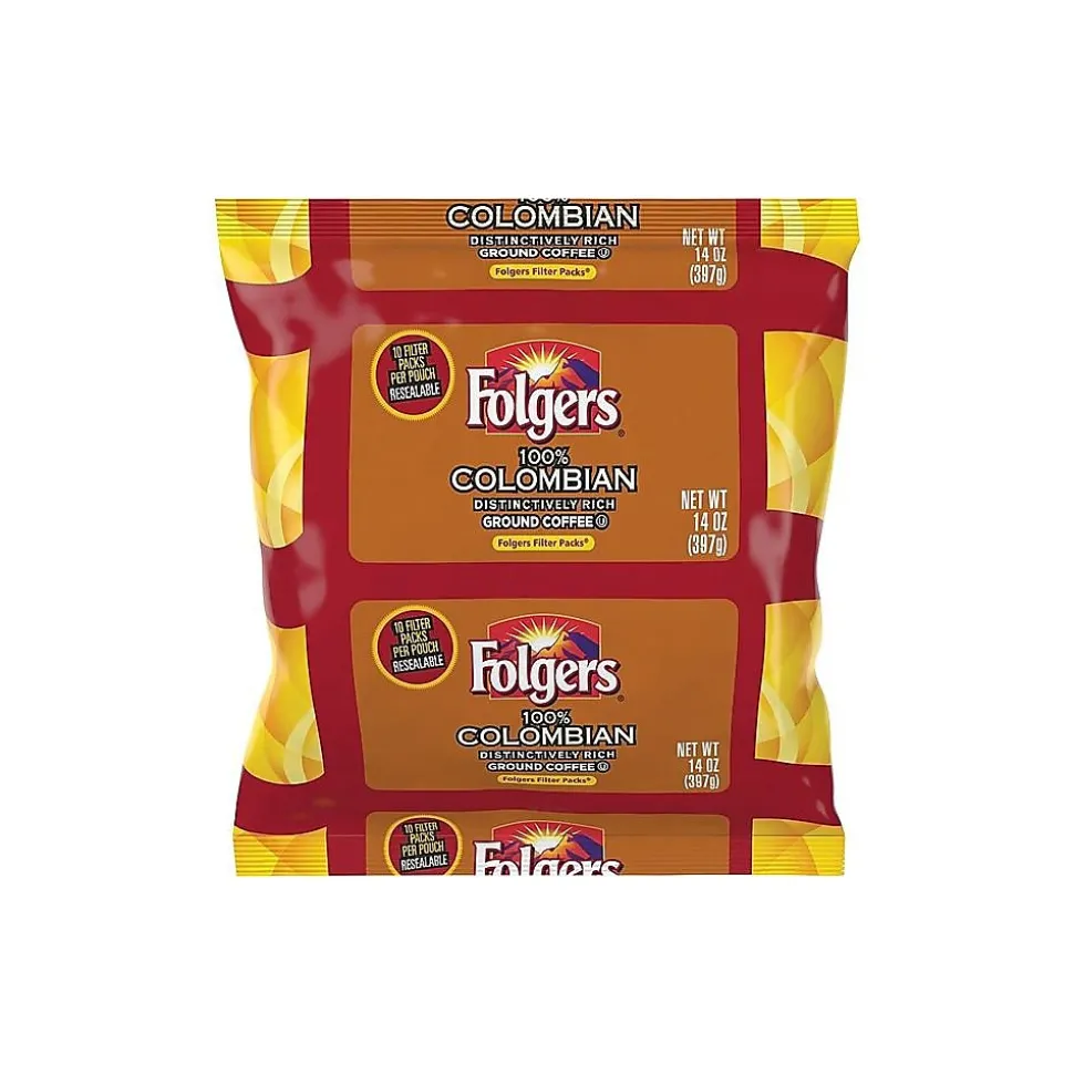 Folgers Colombian Filter Packs Coffee, Medium Roast, 1.4 oz., 40/Carton (SMU10107)