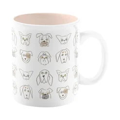 Fringe Doodle Dog Ceramic Coffee Mug, 16 oz., White/Blush (399078)