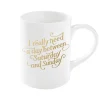 Fringe Studio "I really need a day between Saturday & Sunday" Ceramic Coffee Mug, 12 oz., White/Gold (421011)