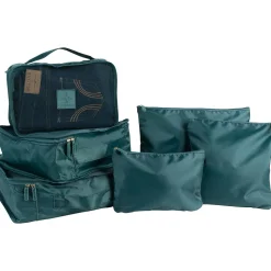 G Force 6-Piece Fabric Travel Pouch Set, Water Resistant, Emerald (27105-EMERALD)