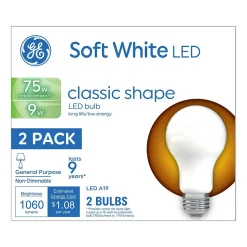 GE 9 Watt Soft White LED General-Purpose Bulb, 2/Pack (93109032)