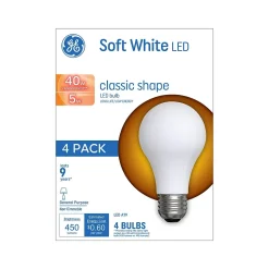 GE 5 Watt Soft White LED General-Purpose Bulb, 4/Pack (99176)