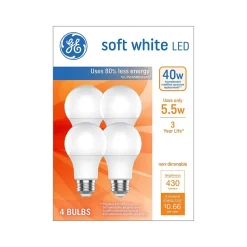 GE 5.5 Watt Soft White LED General-Purpose Bulb, 4/Pack (93131062)